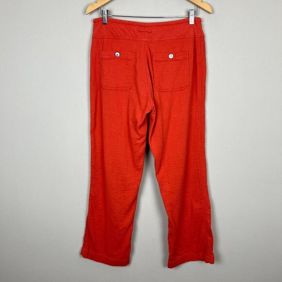 Sundance Pants Womens Small Orange Gauze Button Front Straight Leg Coastal Beach - Picture 5 of 16